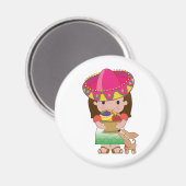 メキシコの少女と犬 マグネット (正面/裏面)