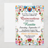 メキシコの少女の15歳の誕生日 クイーンセネラ招待状 招待状 (正面/裏面)