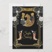 メキシコの少女チャラ ミス キンセ 黒の招待状 招待状 (裏面)