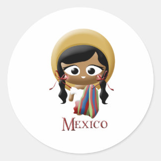 メキシコの少女 ラウンドシール