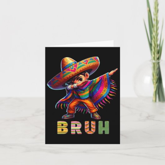 メキシコの少年ダビングポンチョCinco de Mayo おもしろい Bru カード (正面)