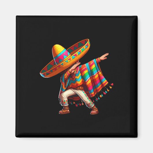 メキシコの少年ダビングポンチョCinco De Mayo 3 マグネット (正面)