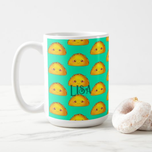 メキシコの挽き牛肉懸命シェルタコ コーヒーマグカップ (ドーナツ)