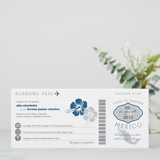 メキシコの搭乗券の結婚式招待状 招待状 (スタンド正面)