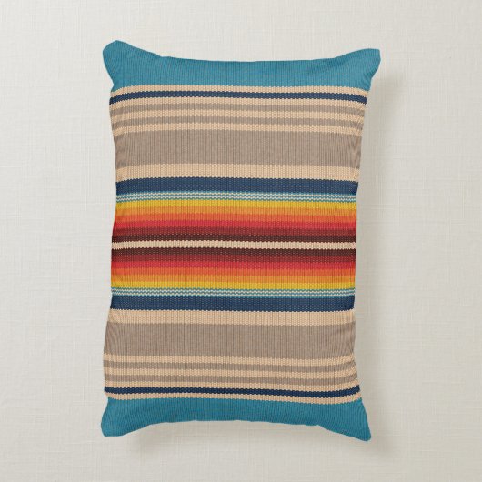 メキシコの敷物:シメカラフルインストライプシームレス。 アクセントクッション (裏面(縦))