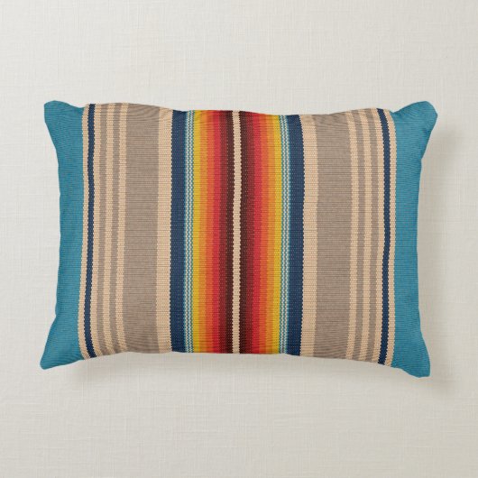 メキシコの敷物:シメカラフルインストライプシームレス。 アクセントクッション (裏面)