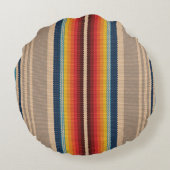 メキシコの敷物：シメカラフルインストライプシームレス。 ラウンドクッション (裏面)