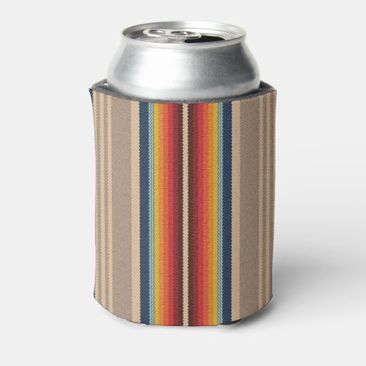 メキシコの敷物：シメカラフルインストライプシームレス。 缶クーラー (缶裏面)