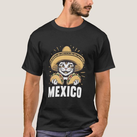 メキシコの文化おもしろい愛好家キャット・タコ愛好家メキシコ Tシャツ (正面)