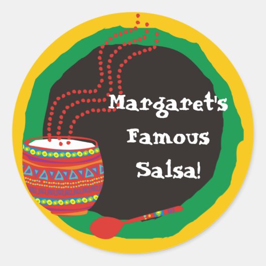 メキシコの料理飾ボウルギフトラベルシール ラウンドシール (正面)