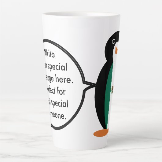 メキシコの旗がしゃべる! ペンギンのMs. 大サイズ カフェラテマグ (正面)