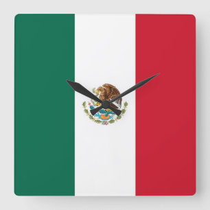 メキシコの旗が付いている柱時計 スクエア壁時計