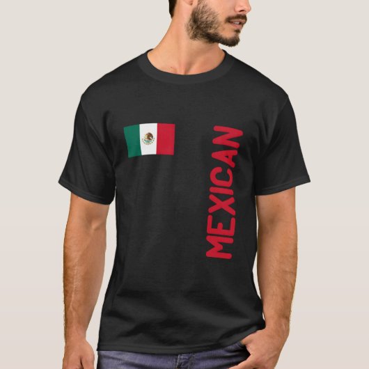 メキシコの旗とメキシコの根 Tシャツ (正面)
