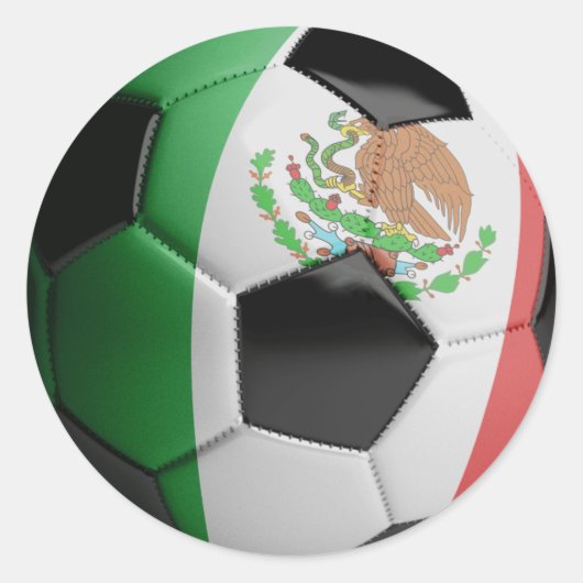 メキシコの旗のサッカーボール ラウンドシール (正面)
