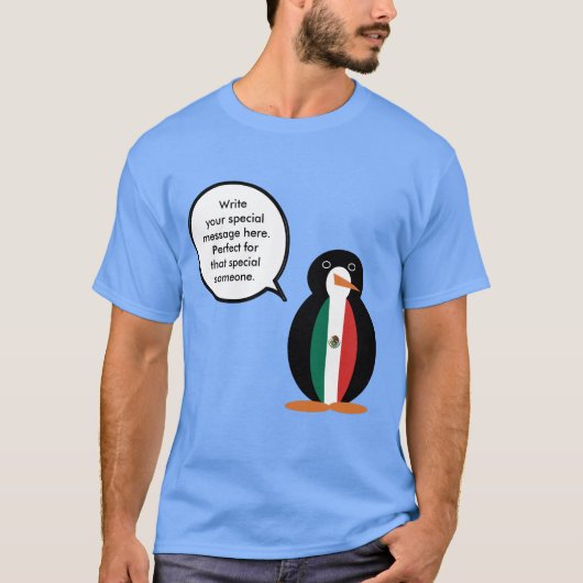 メキシコの旗のペンギンさんTシャツ（男性用） Tシャツ (正面)