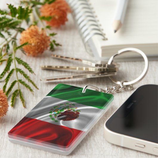 メキシコの旗の生地 キーホルダー (正面右)