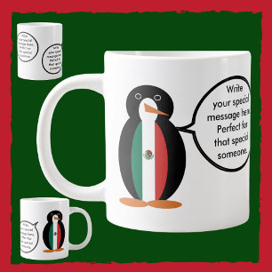 メキシコの旗を着たペンギンさんジャンボ ジャンボコーヒーマグカップ