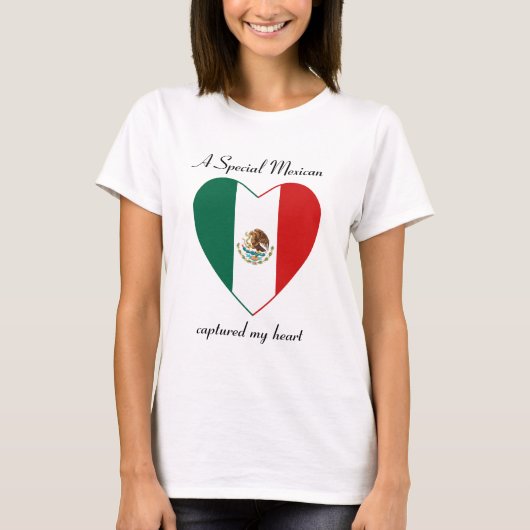 メキシコの旗ハートTシャツ Tシャツ (正面)