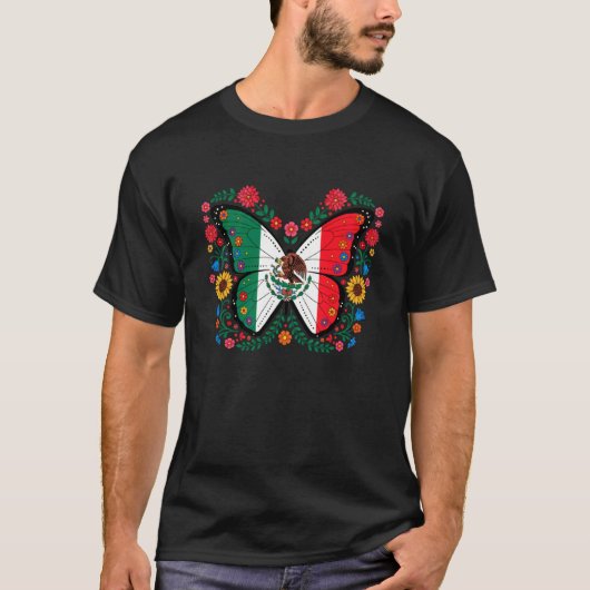 メキシコの旗蝶々の文化遺産 メキシコの旅行 S Tシャツ (正面)