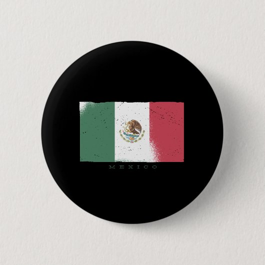 メキシコの旗 グランジデザイン 缶バッジ (正面)