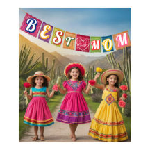 メキシコの服を着た伝統的母子