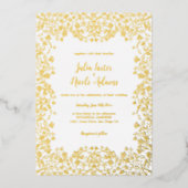 メキシコの植物低木の結婚葉 箔招待状 (正面)