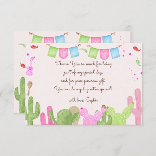 メキシコの楽しいフィエスタの子供の誕生日について話そう サンキューカード (正面/裏面)