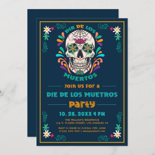 メキシコの死のビービーデー、ディアデロスミュエルトス2 招待状 (正面/裏面)