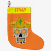 メキシコの死んだスカルカスタム スモールクリスマスストッキング (正面)