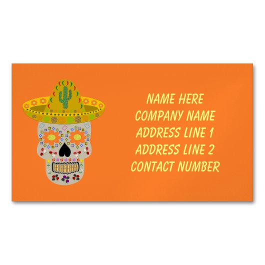 メキシコの死んだスカルカスタム マグネット名刺 (正面)