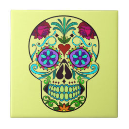 メキシコの死んだスカルセラミックタイルの日4 x 4 タイル