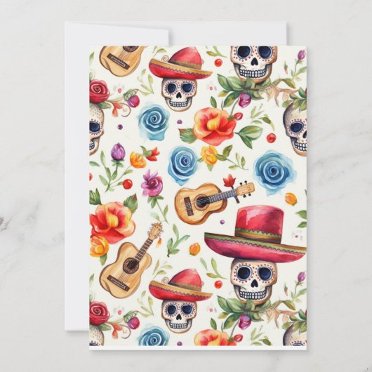 メキシコの死んだハロウィーンの赤ちゃんシャワーの日 招待状 (裏面)