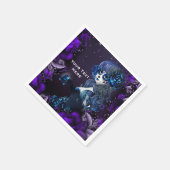 メキシコの死んだ砂糖の日スカル紫パーティー スタンダードカクテルナプキン (角)