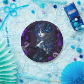 メキシコの死んだ砂糖の日スカル紫パーティー ペーパープレート (パーティー)