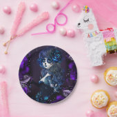 メキシコの死んだ砂糖の日スカル紫パーティー ペーパープレート (パーティー)