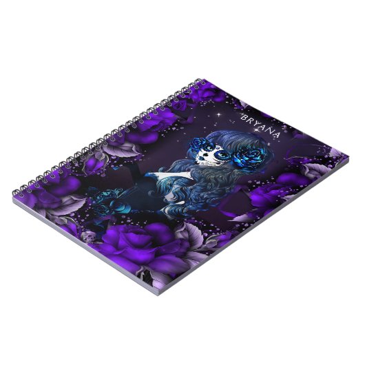 メキシコの死んだ砂糖スカルガールブルー ノートブック (左側)