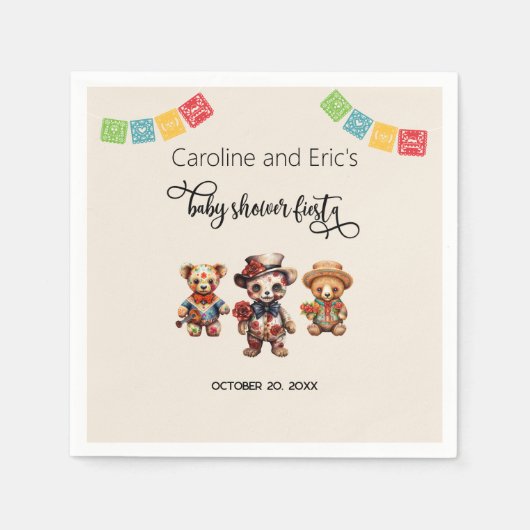 メキシコの死んだ赤ちゃんシャワーの日フィエスタ スタンダードカクテルナプキン (正面)