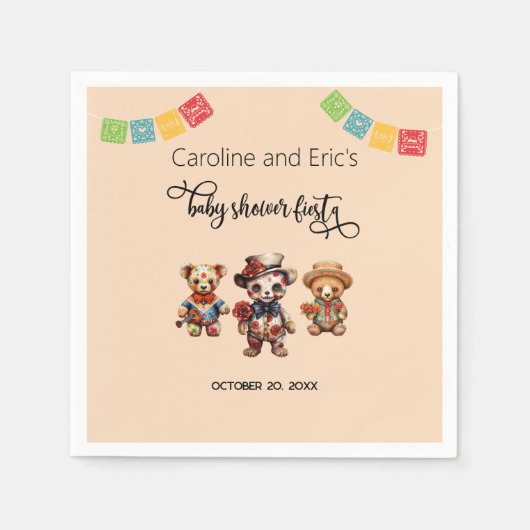 メキシコの死んだ赤ちゃんシャワーの日フィエスタ スタンダードカクテルナプキン (正面)