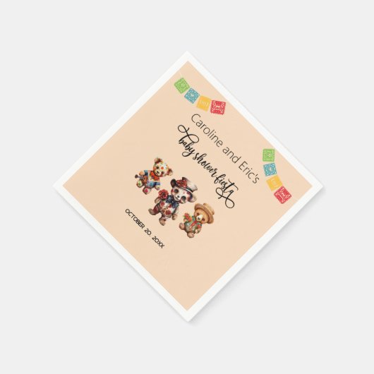 メキシコの死んだ赤ちゃんシャワーの日フィエスタ スタンダードカクテルナプキン (角)