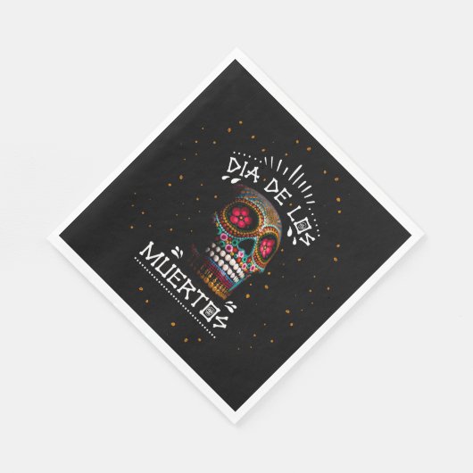メキシコの死んだ骸骨の芸術死の芸術の直径 スタンダードランチョンナプキン (角)