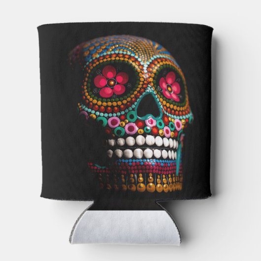 メキシコの死んだ骸骨の芸術死の芸術の直径 缶クーラー (裏面)