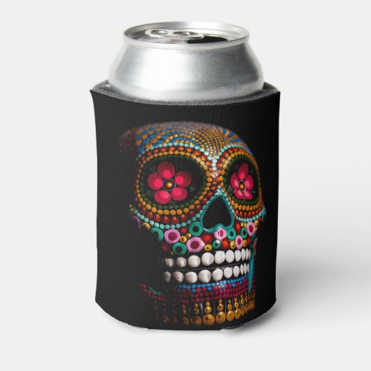 メキシコの死んだ骸骨の芸術死の芸術の直径 缶クーラー (缶裏面)