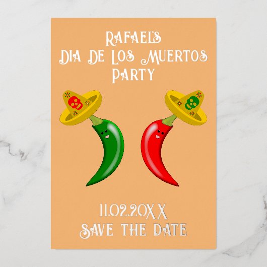 メキシコの死者の日は日付を保存 箔シーズンカード (正面)