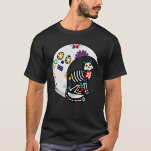 メキシコの死者の日またはスugar Skull Cat an Tシャツ