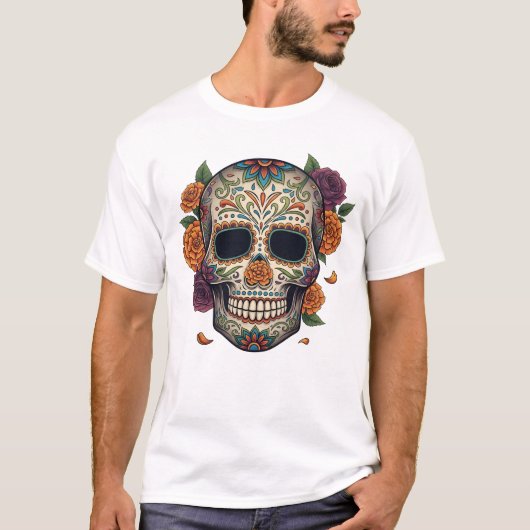 メキシコの死者の日 スカル Tシャツ (正面)