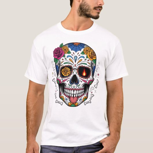 メキシコの死者の日 スカル Tシャツ (正面)