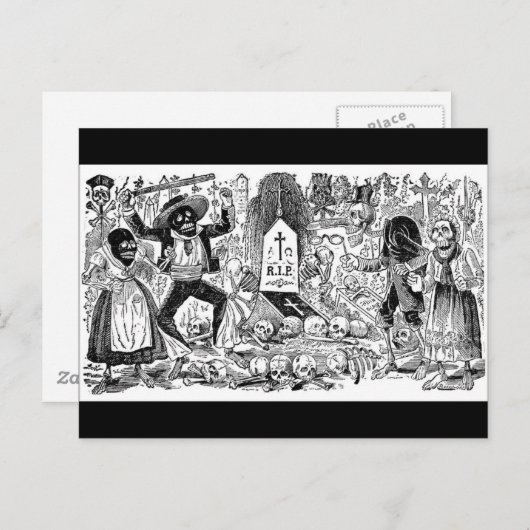 メキシコの死者の日、1900年代初め頃 ポストカード (正面/裏面)