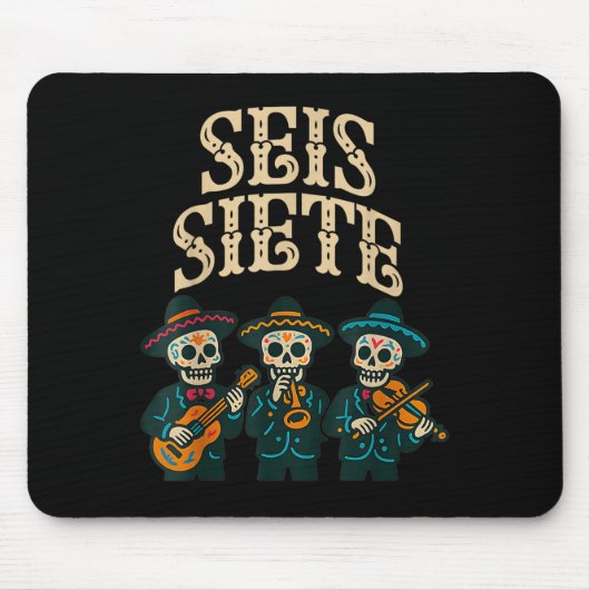 メキシコの死者の日 67 6 7 面白いTシャツ マウスパッド (正面)