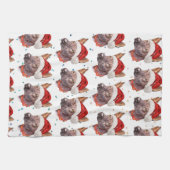 メキシコの毛のない犬がクリスマススターを育てる キッチンタオル (横)