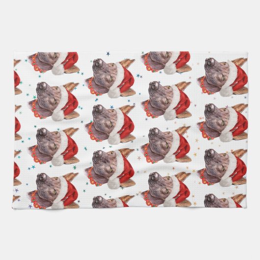 メキシコの毛のない犬がクリスマススターを育てる キッチンタオル (横)
